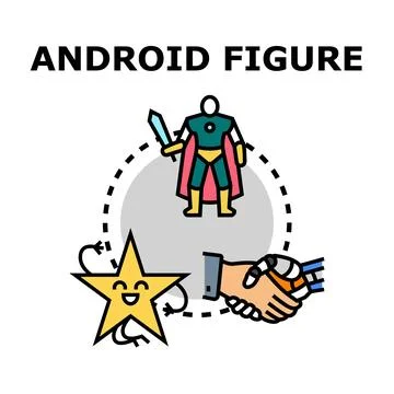 Android figure handshake star technology development concept Stock Illustration