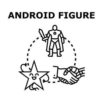 Android figure handshake star technology development concept Stock Illustration