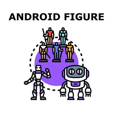 Android figure humanoid robot future technology concept Stock Illustration