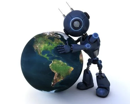 Android with globe Stock Illustration