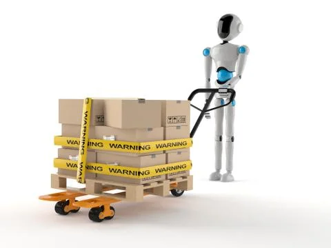 Android with hand pallet truck Stockillustratie