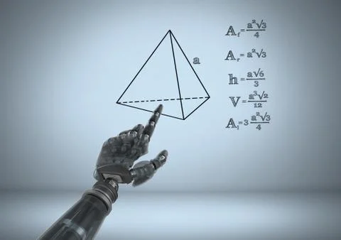 Android hand pointing at equations graphic drawings Stock-Illustration