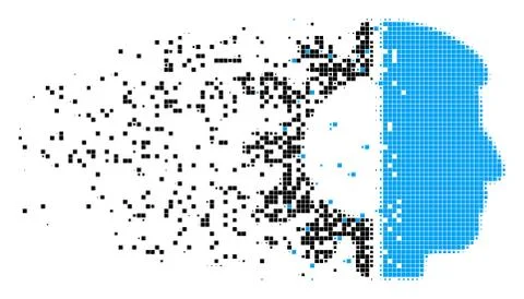 Android Head Dispersed Pixel Icon Illustrazione stock