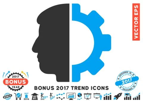 Android Head Flat Icon With 2017 Bonus Trend Stock Illustration