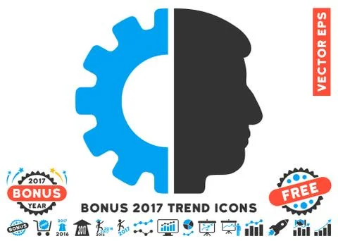 Android Head Flat Icon With 2017 Bonus Trend Stock Illustration