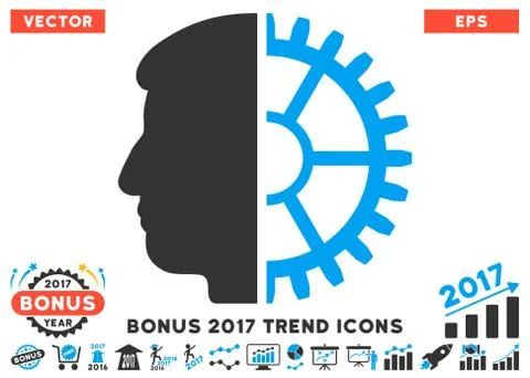 Android Head Flat Icon With 2017 Bonus Trend Stock Illustration