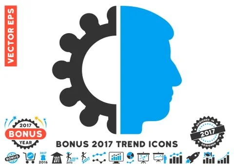 Android Head Flat Icon With 2017 Bonus Trend Stock Illustration
