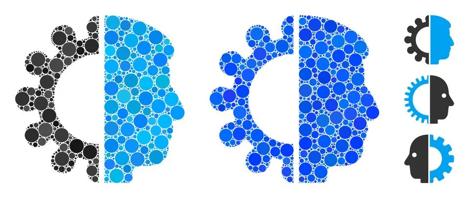 Android Head Mosaic Icon of Circles Illustrazione stock