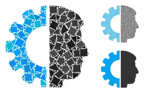 Android head Mosaic Icon of Unequal Pieces Illustrazione stock