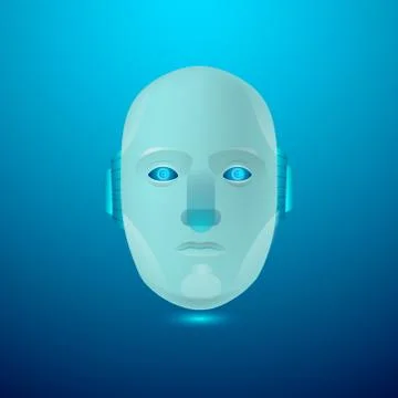 Android head over blue background, AI concept Stockillustratie