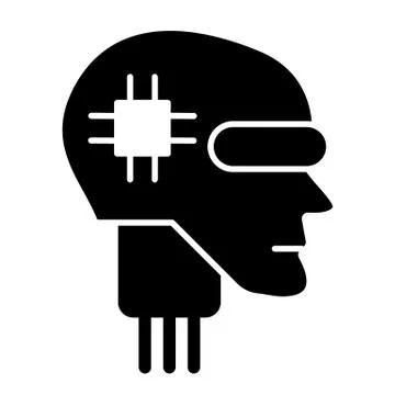 Android head solid icon. Artificial intelligence vector illustration isolated on Illustrazione stock