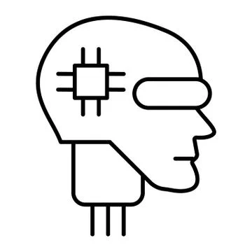 Android head thin line icon. Artificial intelligence vector illustration Illustrazione stock