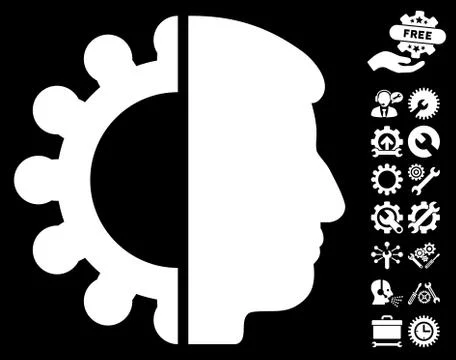 Android Head Vector Icon with Tools Bonus Illustrazione stock