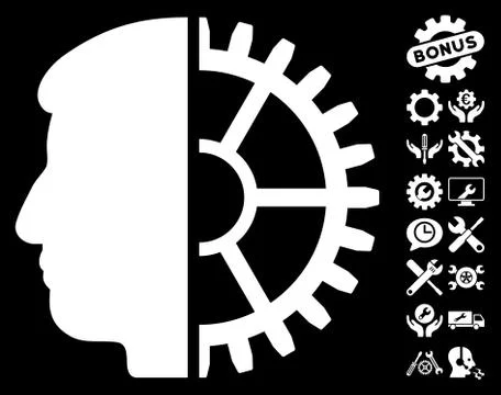 Android Head Vector Icon With Tools Bonus Illustrazione stock