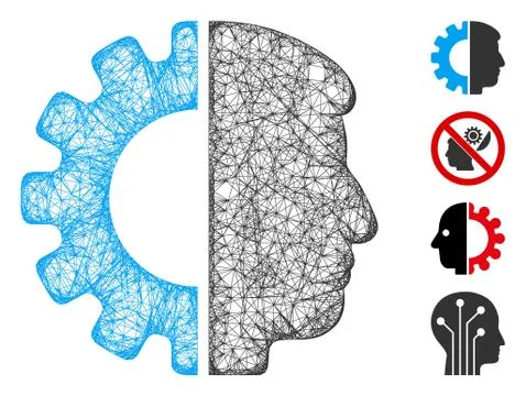 Android Head Web Vector Mesh Illustration 库存插图