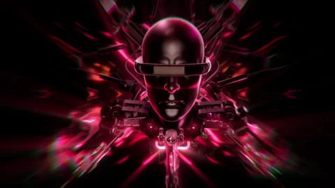 Android Heads Production Line Red Stock Footage 240717569