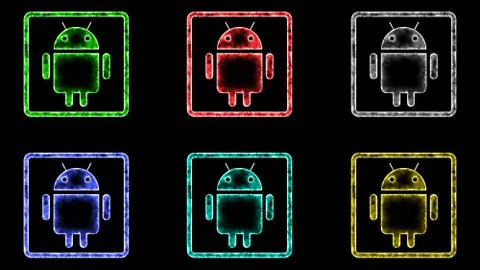 Android Icon Colorful Black Background - 4K Resolution Stock Illustration