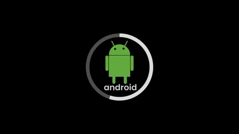Android icon, Mobile devices OS operating system loading bar logotype anima.. Stock Footage 321739207