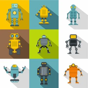 Android icon set, flat style Stock Illustration