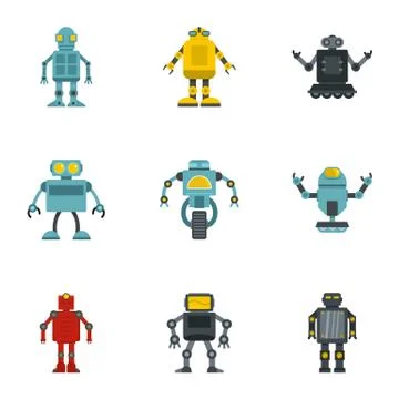 Android icons set, flat style Stock Illustration