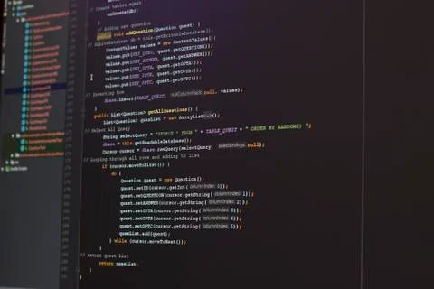 Android java code on monitor Stock Photos