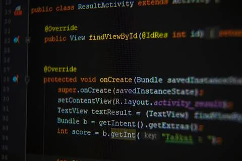Android java code on monitor screen Stock Photos