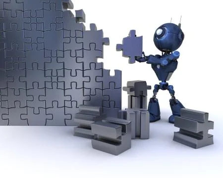 Android with Jigsaw puzzle Stock Illustration
