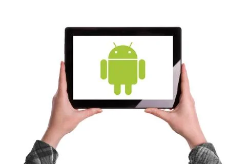Android logo on digital tablet Stock Illustration