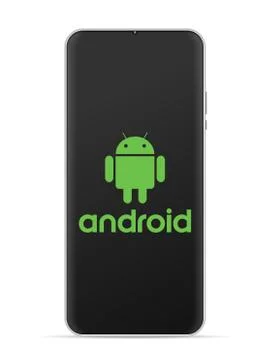 Android logo icon on smartphone screen Stock Illustration