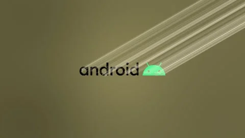 Android Logo Light Reveal. Golden Video stock 157698327