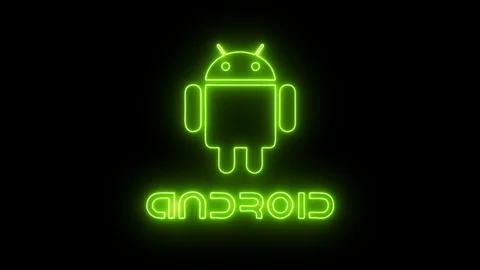 Android Logo With Neon Lights Stock Footage 104947691