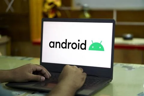  Android logo on smartphone,Android is a mobile operating system based on ... Stock Photos