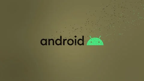 Android Logo Wind Dissolve. Golden Video stock 157699002