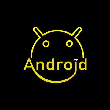 Android logotype printed on smart phone. android logo design illustration b.. Stock Illustration