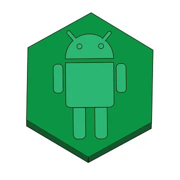 Android logotype printed on smart phone. android logo design illustration b.. Stock Illustration