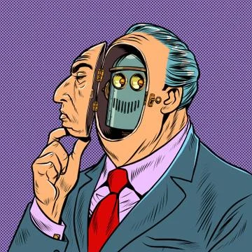 An android man disguises himself as a human robot Stock Illustration