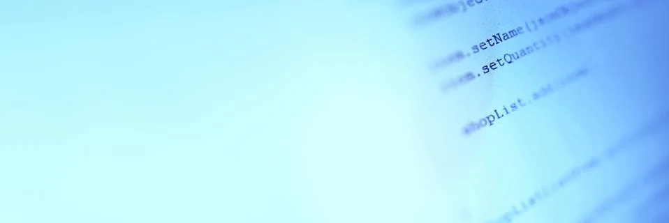 Android mobile development. Application source code on notebook blue screen b Stock Photos