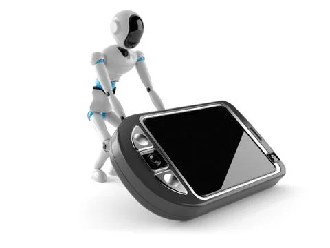 Android with mobile phone Illustrazione stock