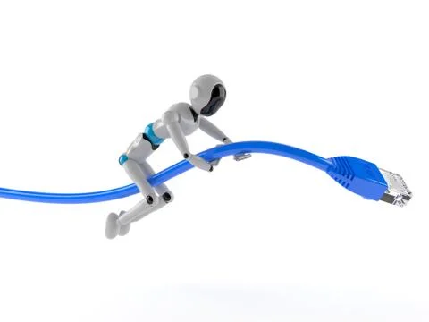 Android with network cable 스톡 일러스트