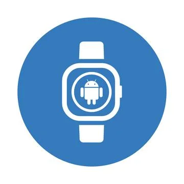 Android, notification, watch icon. Blue color vector. Stock Illustration
