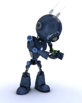 Android nurturing  a plant Stock Illustration