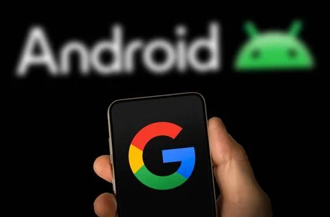  Android operating system by Google displayed on mobile device Android ope... Stock Photos