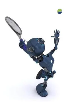 Android playing tennis Illustrazione stock