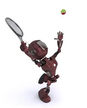 Android playing tennis Stock Illustration