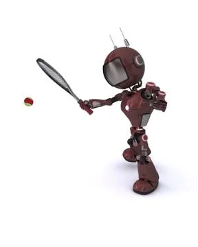 Android playing tennis Stock Illustration
