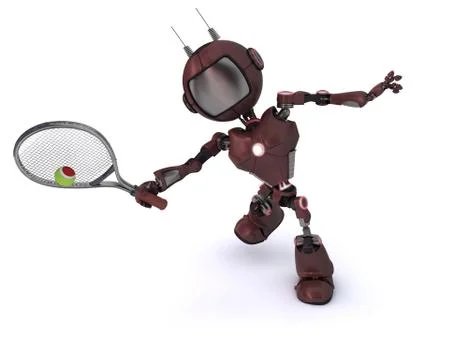 Android playing tennis Stock Illustration