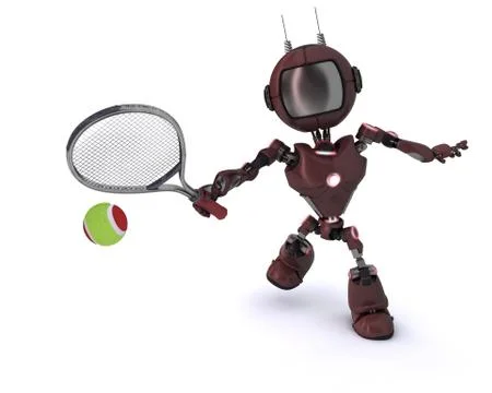 Android playing tennis Stock Illustration