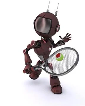 Android playing tennis Stock Illustration