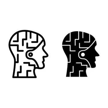 Android profile line and glyph icon. Artificial intelligence vector illustration Illustrazione stock