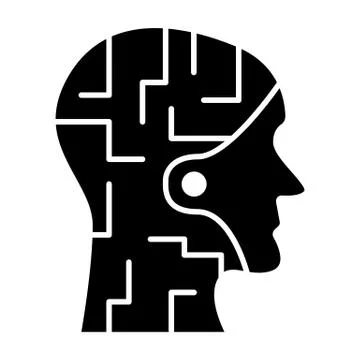 Android profile solid icon. Artificial intelligence vector illustration isolated Illustrazione stock